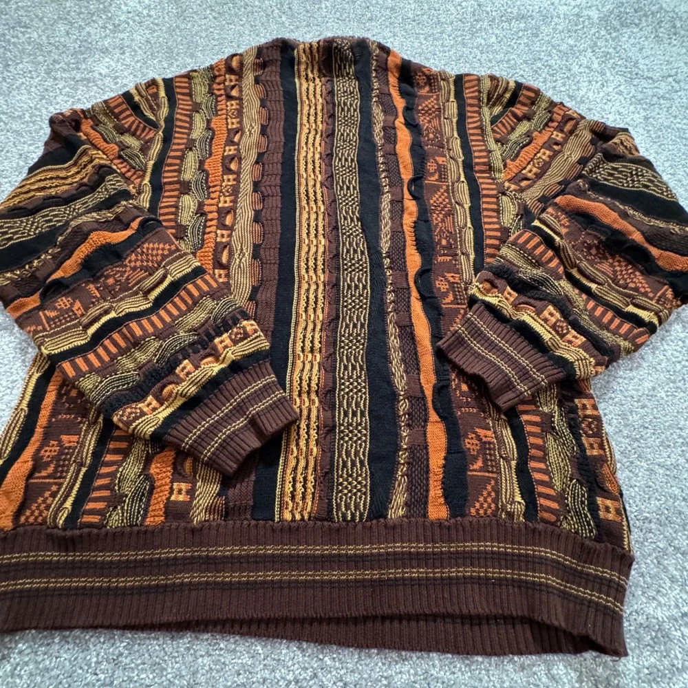 Cotton On Sweater Mens Large Coogi Style 3D Knit 100% Cotton 90s Retro Knit Y2K